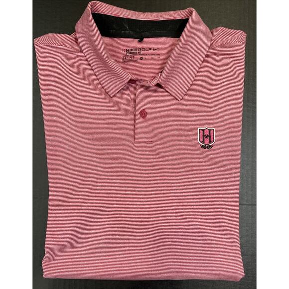 Nike Dri Fit Men’s Pink striped golf polo XL Embroidered “H” Logo - Picture 7 of 7